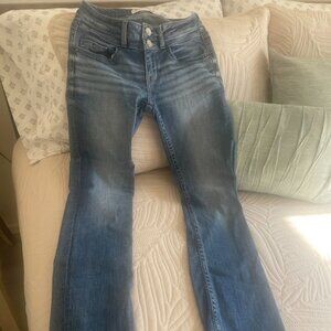 BKE Women's Stella Straight Jeans 26 Low Rise Med Wash Stretch Denim 30" L